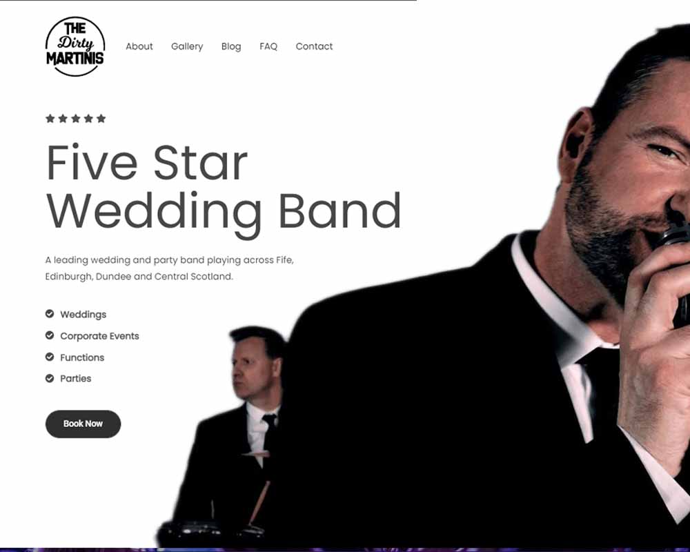 The Dirty Martinis Wedding Band Scotland Fife Website
